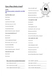 English Worksheet: Can a flea climb a tree?