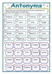 English Worksheet: ANTONYMS