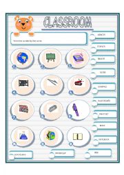 English Worksheet: CLASSROOM OBJECTS