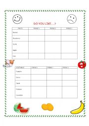 English Worksheet: FRuits and vegetables