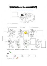 English Worksheet: Snow white and the seven dwarfs