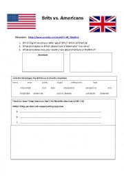 English Worksheet: Comparative Culture: Brits vs. Americans