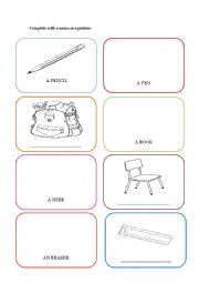 English Worksheet: School objects