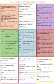 English Worksheet: Speaking Dialogues (part 1)