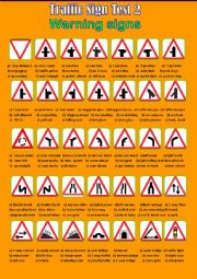 English Worksheet: Traffic Sign Test 2