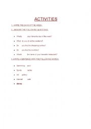 English Worksheet: english activities