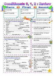 English Worksheet: Conditionals 0, 1, 2 - Review
