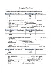 English Worksheet: Irregular past simple practice exercises