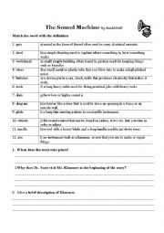 English Worksheet: the Sound machine comprehension and vocabulary