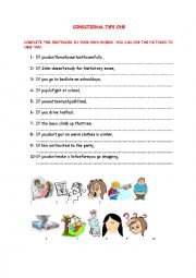 English Worksheet: CONDITIONAL TYPE1