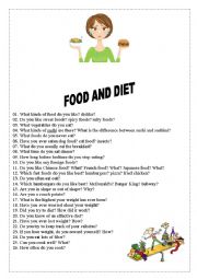 English Worksheet: Food and Diet