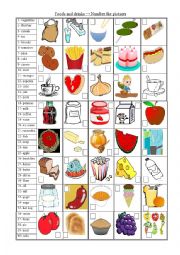English Worksheet: Foods and Drinks - Number the pictures