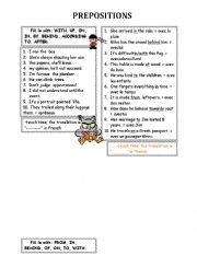 prepositions -various ones-