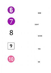 English Worksheet: Match the numbers with the correct spelling