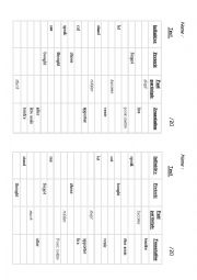 English Worksheet: Irregular verbs Test