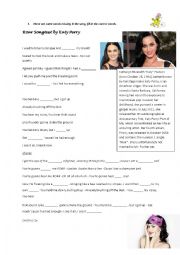 English Worksheet: Katy perry Roar songtext gap activity