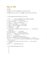 English Worksheet: Say and tell