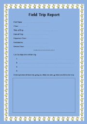 English Worksheet: Field  Trip Report 