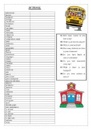 English Worksheet: SCHOOL VOCABULARY