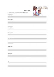 English Worksheet: Black or White Movie WOrksheet