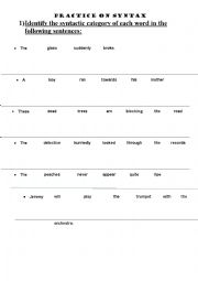 English Worksheet: SYNTAX