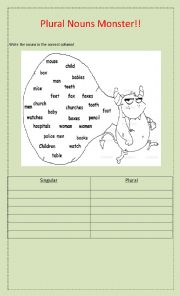 English Worksheet: Plural Nouns