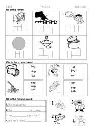 Phonics Worksheet (A and O middle sound)