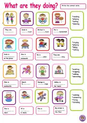 English Worksheet: present continious