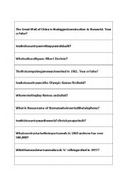 English Worksheet: general knowledge slips