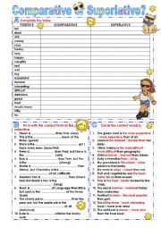 English Worksheet: Adjectives: Comparative OR Superlative?