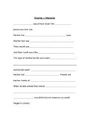 English Worksheet: Create a character