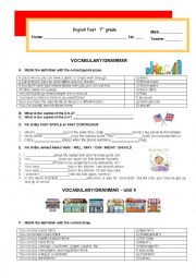 English Worksheet: Test - Vocabulary and grammar