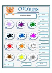 English Worksheet: COLOURS