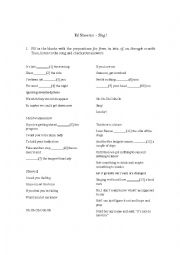 English Worksheet: Prepositions - Song: Sing - Ed Sheeren 