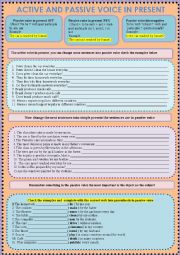 English Worksheet: ACTIVE AND PASSIVE VOICE IN PRESENT