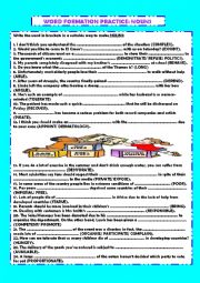 English Worksheet: Word formation:practice (nouns) + key