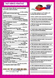 English Worksheet: Past simple practice+ key