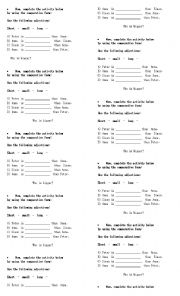 English Worksheet: Comparative adjectives