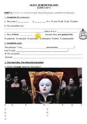 English Worksheet: Alice In Wonderland - Tim Burton - Film extract 3