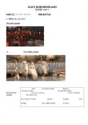 English Worksheet: Alice In Wonderland - Tim Burton - Film extract 4
