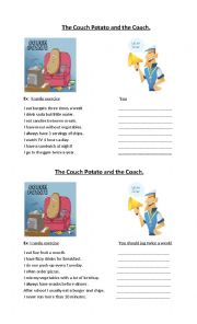 English Worksheet: The Coach and the Couch Potato.