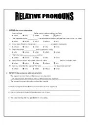 English Worksheet: Relative Pronouns practive
