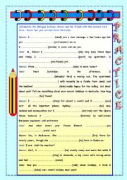 English Worksheet: Grammar practice: tenses, adjectives and prepositions