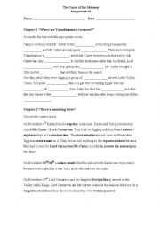 English Worksheet: The Curse of the Mummy - Chapters 1 and 2 