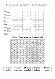 English Worksheet: numbers