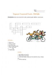 English Worksheet: Beginning Crossword Puzzle ( Animals)