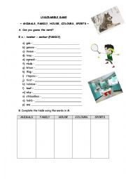 English Worksheet: Unscramble game