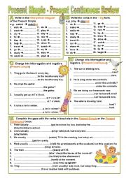 English Worksheet: Present Simple - Present Continuous - REVIEW