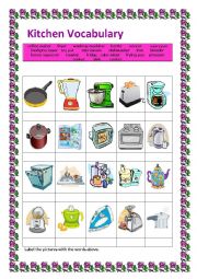 English Worksheet: Kitchen Vocabulary