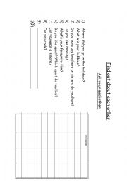 English Worksheet: Find out about each other